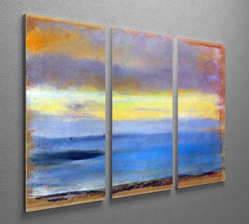 Coastal strip at sunset by Degas 3 Split Panel Canvas Print - Canvas Art Rocks - 2