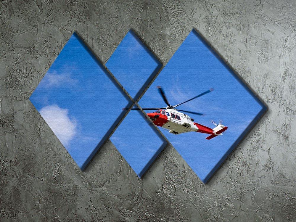 Coastguard helicopter in the blue sky 4 Square Multi Panel Canvas  - Canvas Art Rocks - 2