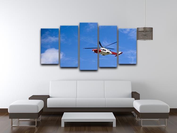 Coastguard helicopter in the blue sky 5 Split Panel Canvas  - Canvas Art Rocks - 3