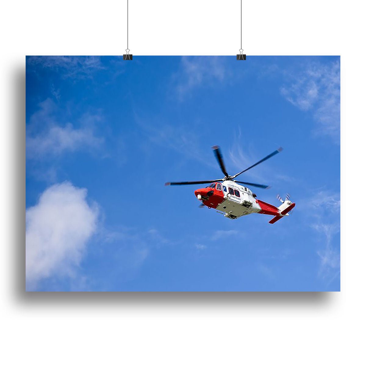 Coastguard helicopter in the blue sky Canvas Print or Poster - Canvas Art Rocks - 2