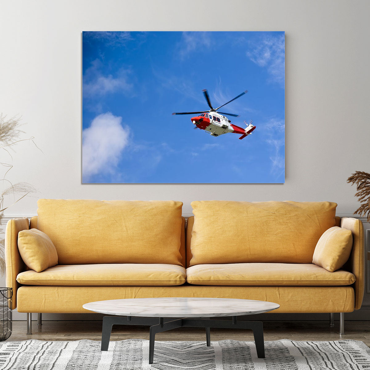 Coastguard helicopter in the blue sky Canvas Print or Poster - Canvas Art Rocks - 4