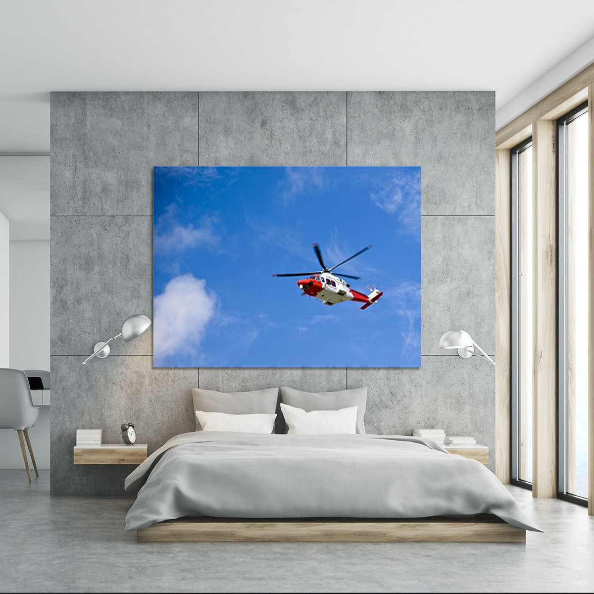 Coastguard helicopter in the blue sky Canvas Print or Poster - Canvas Art Rocks - 5