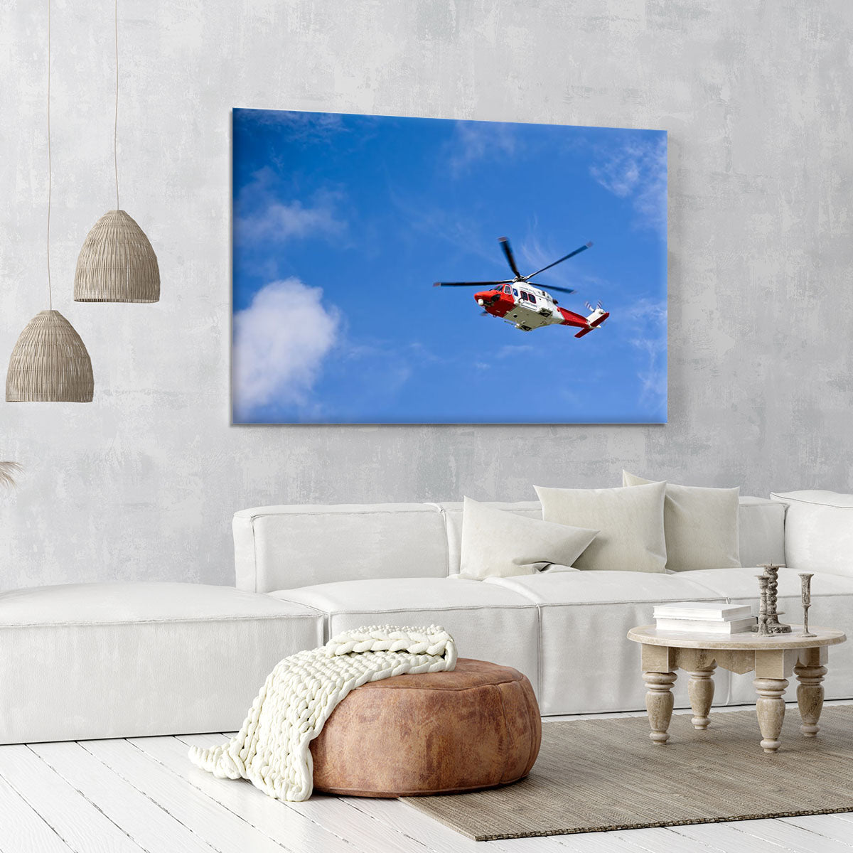 Coastguard helicopter in the blue sky Canvas Print or Poster - Canvas Art Rocks - 6