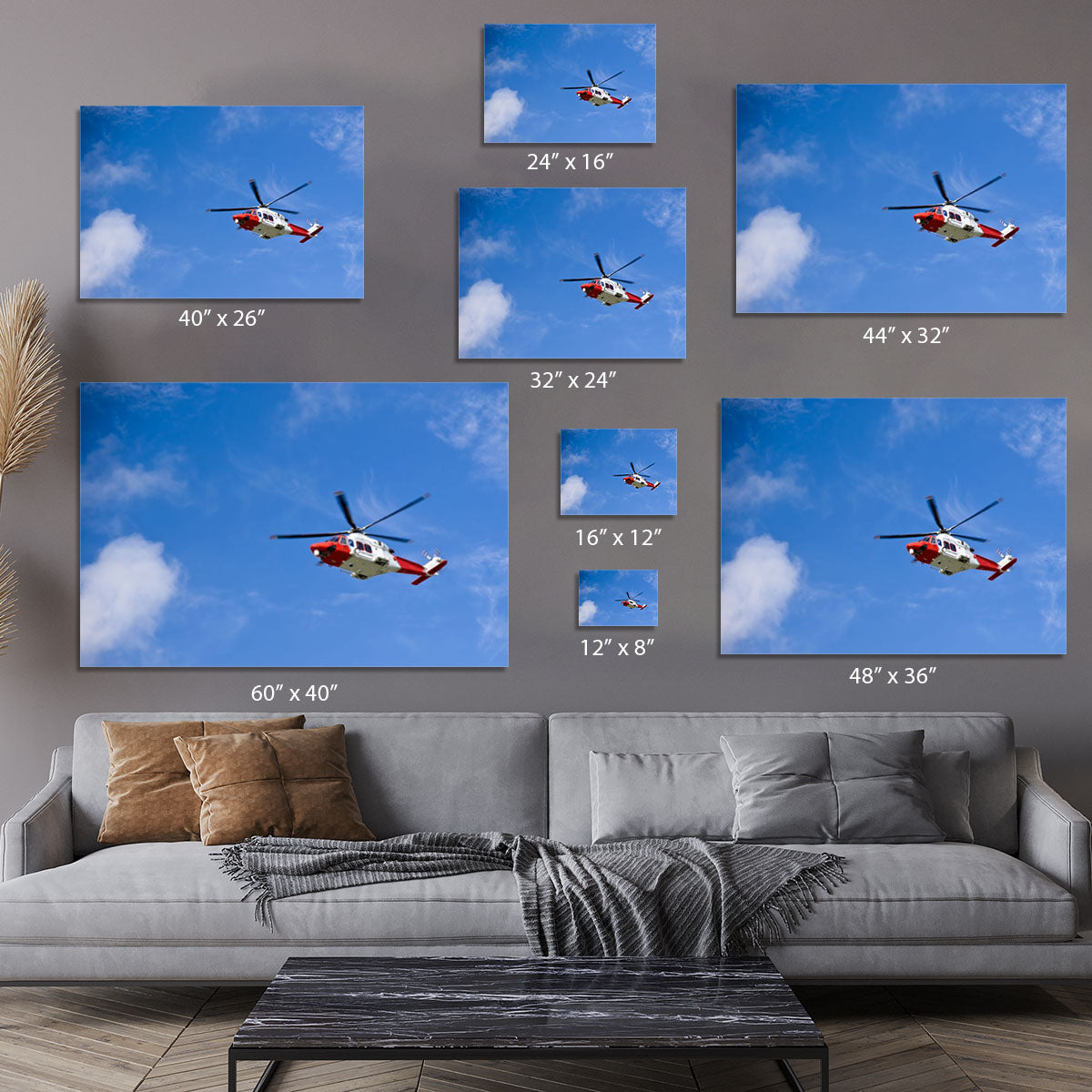 Coastguard helicopter in the blue sky Canvas Print or Poster - Canvas Art Rocks - 7