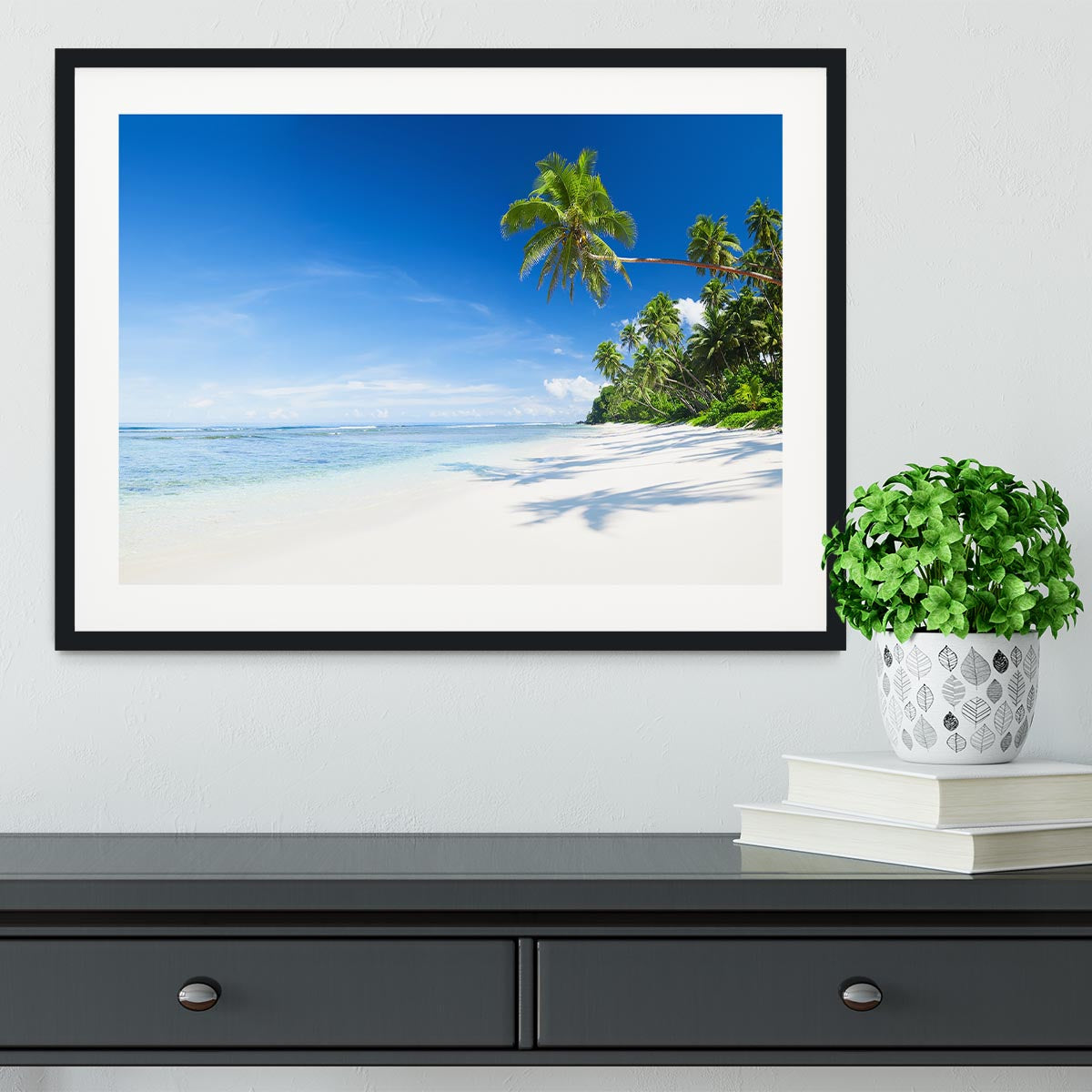 Coastline and Palm Tree Framed Print - Canvas Art Rocks - 1