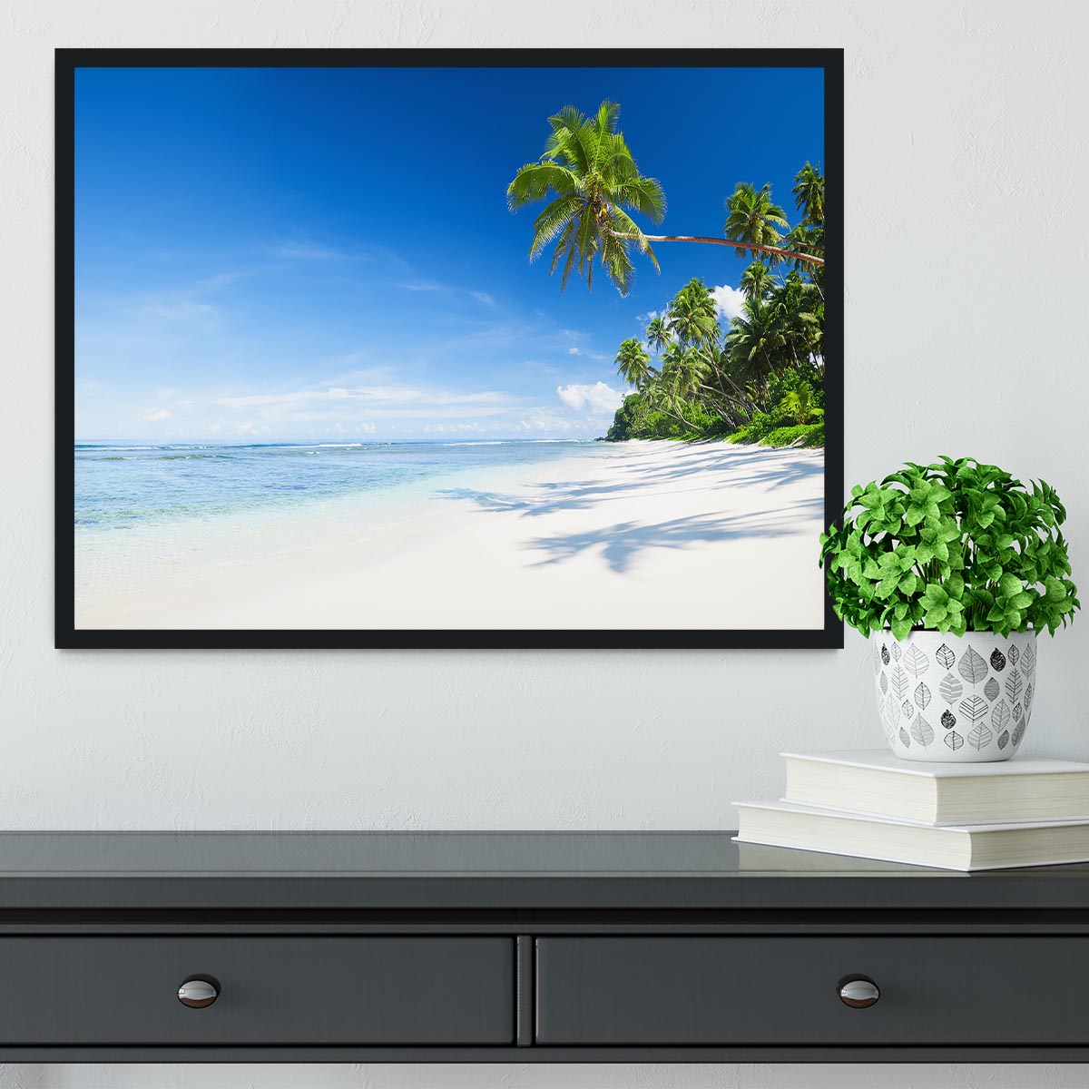 Coastline and Palm Tree Framed Print - Canvas Art Rocks - 2