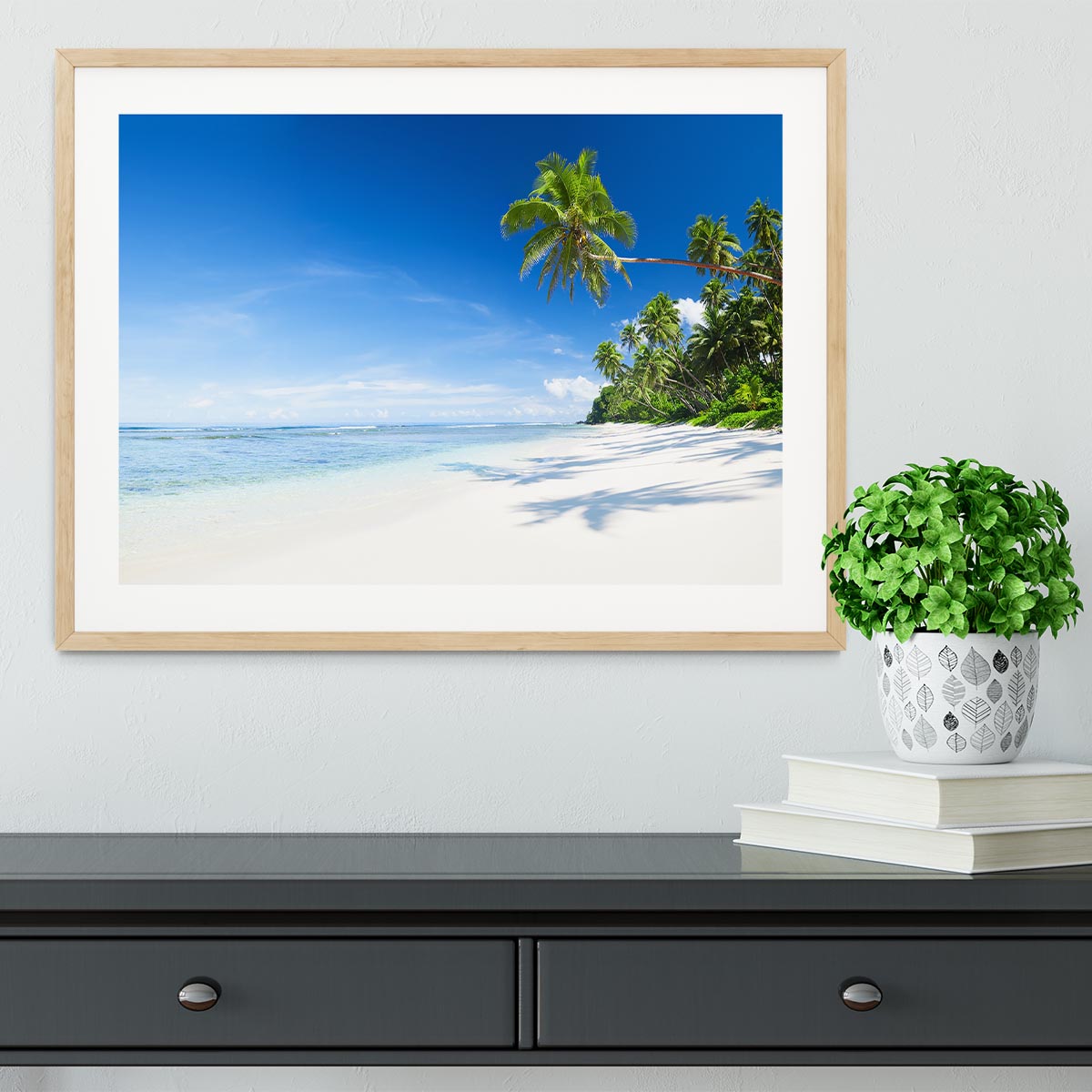 Coastline and Palm Tree Framed Print - Canvas Art Rocks - 3