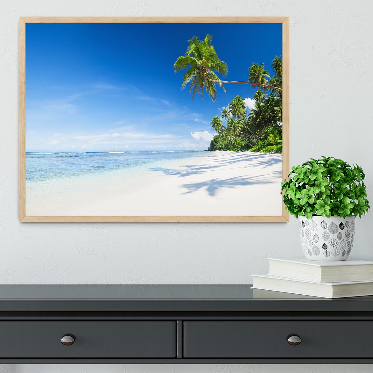 Coastline and Palm Tree Framed Print - Canvas Art Rocks - 4