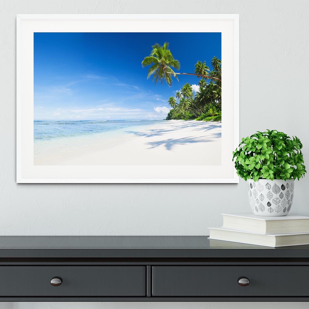 Coastline and Palm Tree Framed Print - Canvas Art Rocks - 5