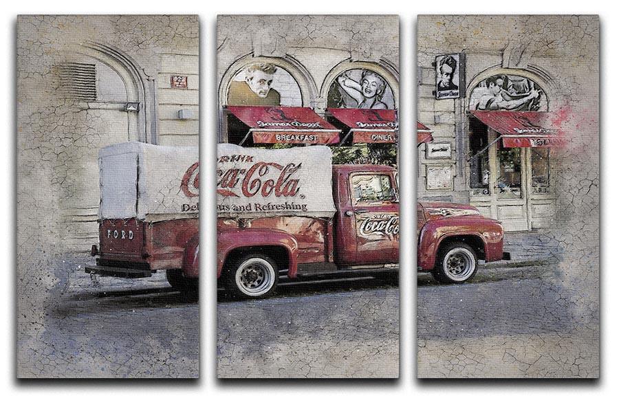Coca Cola Van Painting 3 Split Panel Canvas Print - Canvas Art Rocks - 1