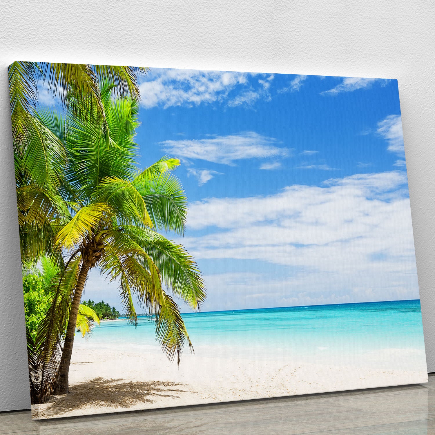 Coconut Palm trees on white sandy beach Canvas Print or Poster - Canvas Art Rocks - 1