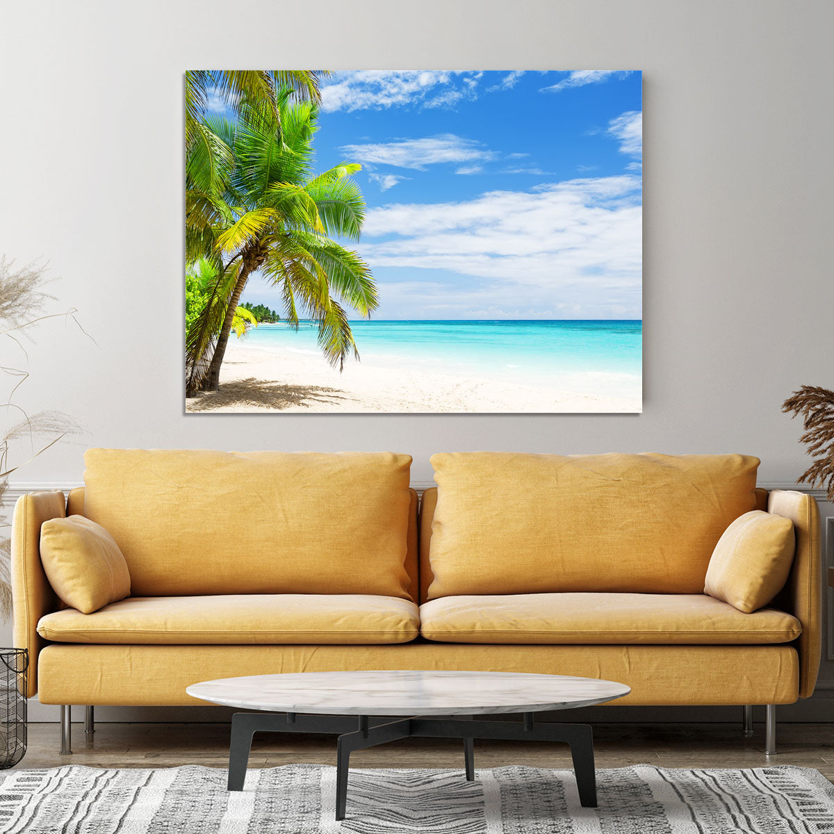 Coconut Palm trees on white sandy beach Canvas Print or Poster - Canvas Art Rocks - 4