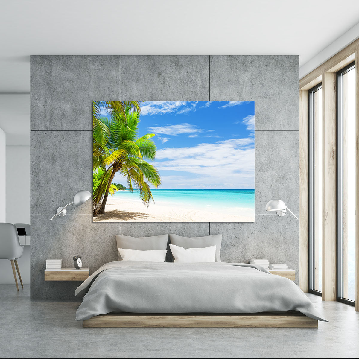 Coconut Palm trees on white sandy beach Canvas Print or Poster - Canvas Art Rocks - 5