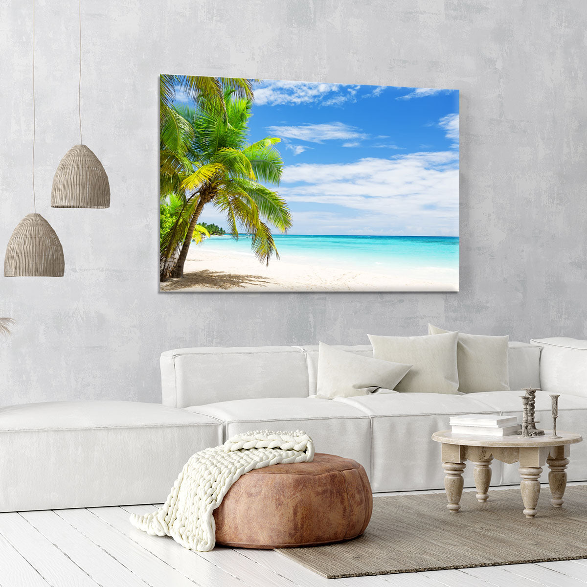 Coconut Palm trees on white sandy beach Canvas Print or Poster - Canvas Art Rocks - 6