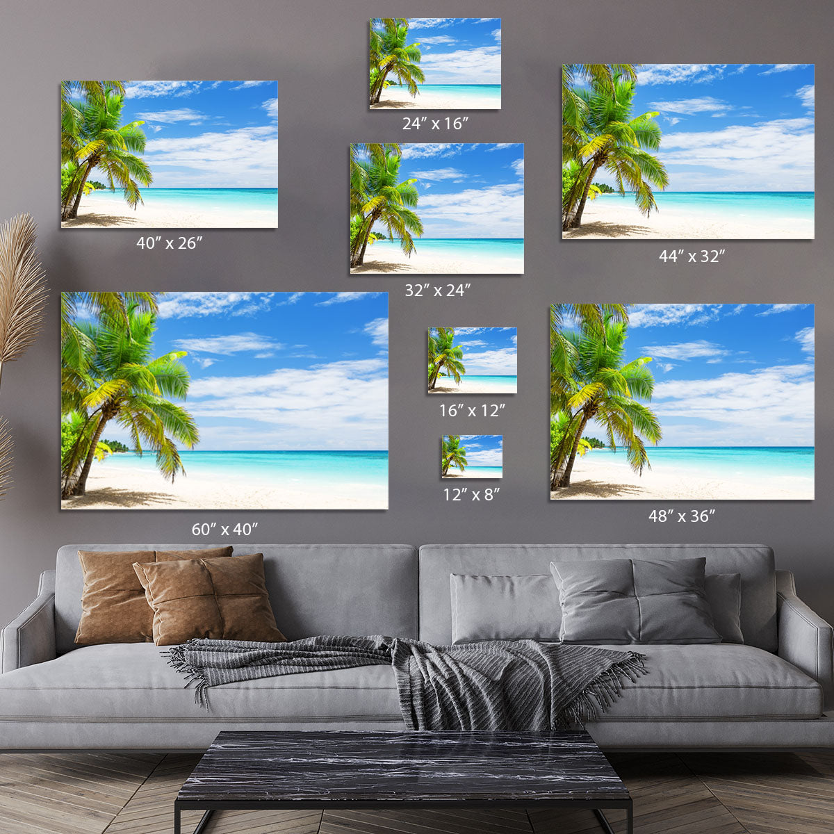 Coconut Palm trees on white sandy beach Canvas Print or Poster - Canvas Art Rocks - 7