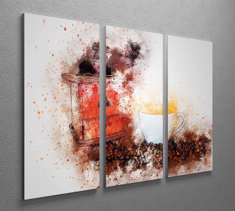 Coffee Painting 3 Split Panel Canvas Print - Canvas Art Rocks - 2