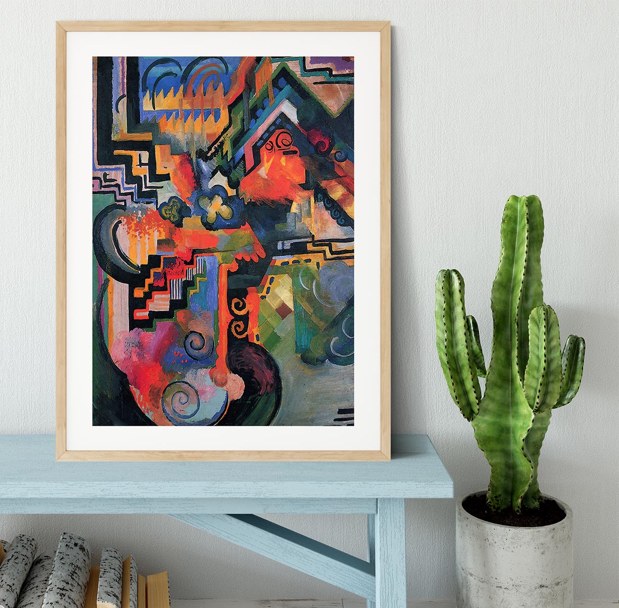 Colored composition Hommage o Sebastin Johann Bach by Macke Framed Print - Canvas Art Rocks - 3