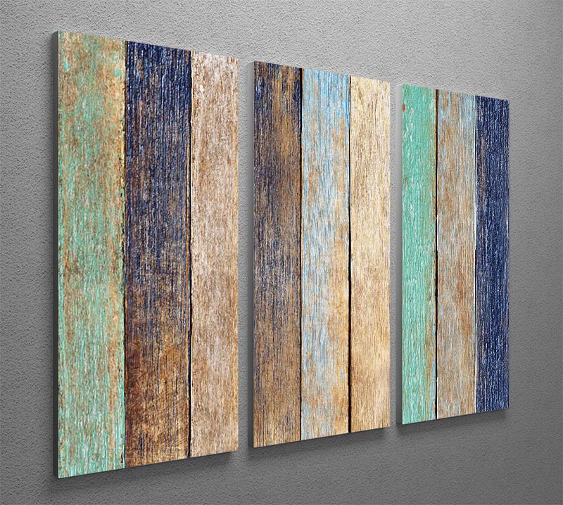Colorful Wooden Plank 3 Split Panel Canvas Print - Canvas Art Rocks - 2