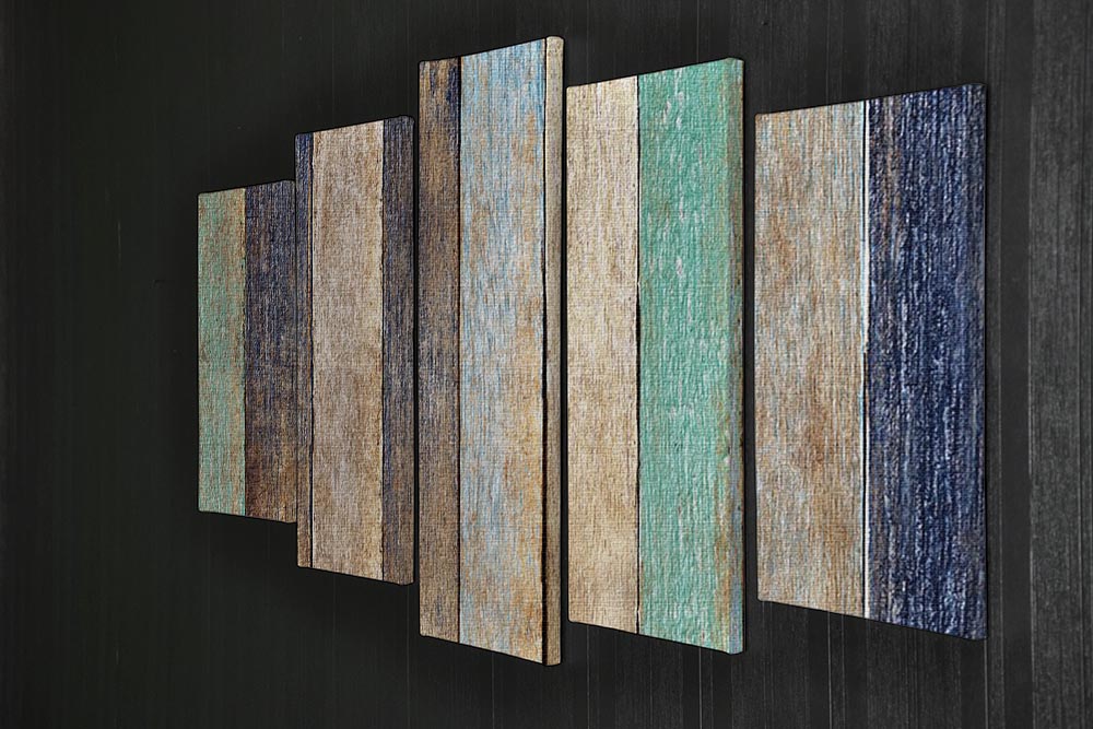 Colorful Wooden Plank 5 Split Panel Canvas - Canvas Art Rocks - 2
