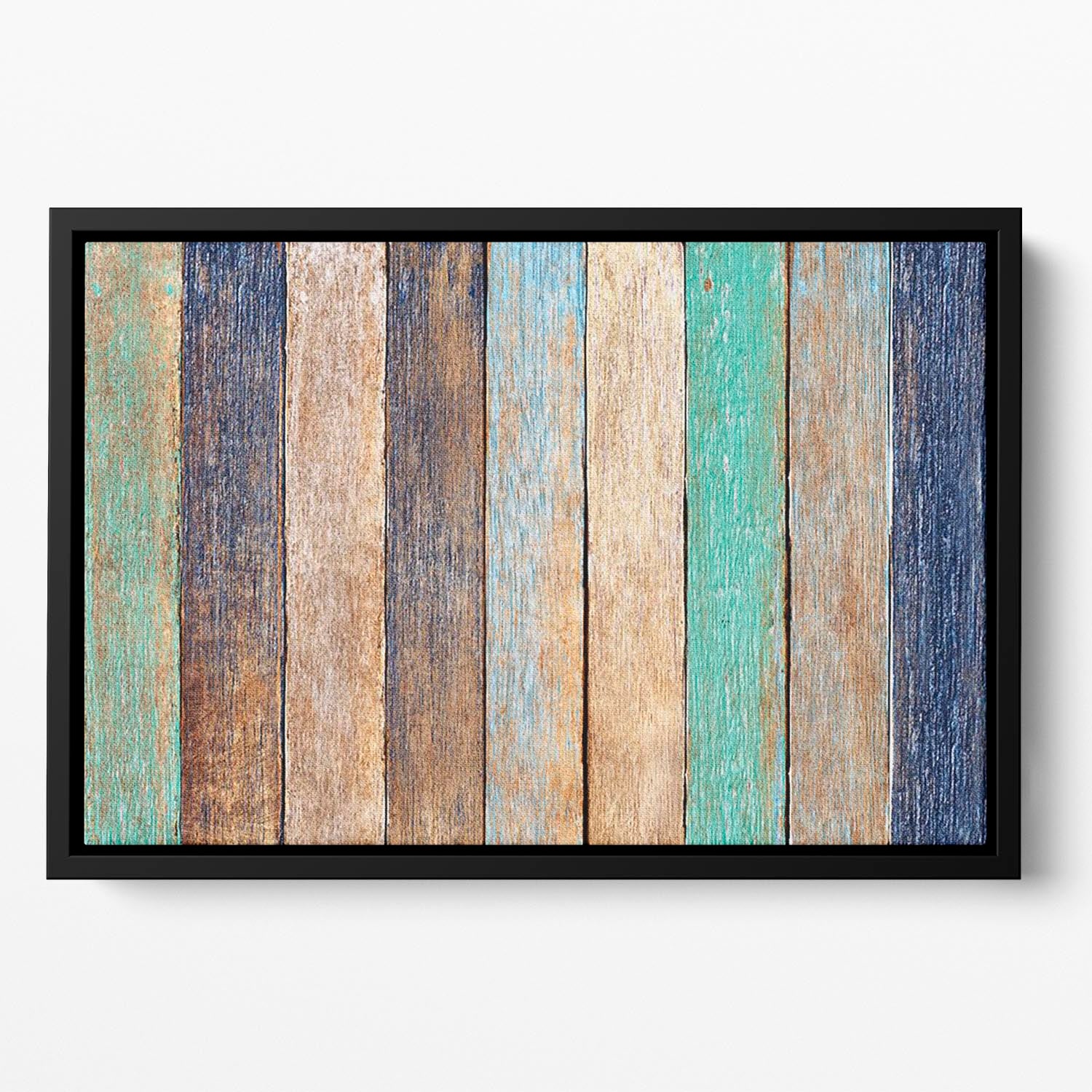 Colorful Wooden Plank Floating Framed Canvas - Canvas Art Rocks - 2