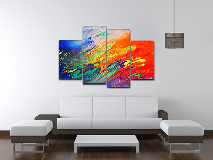 Colorful abstract acrylic painting 4 Split Panel Canvas  - Canvas Art Rocks - 3