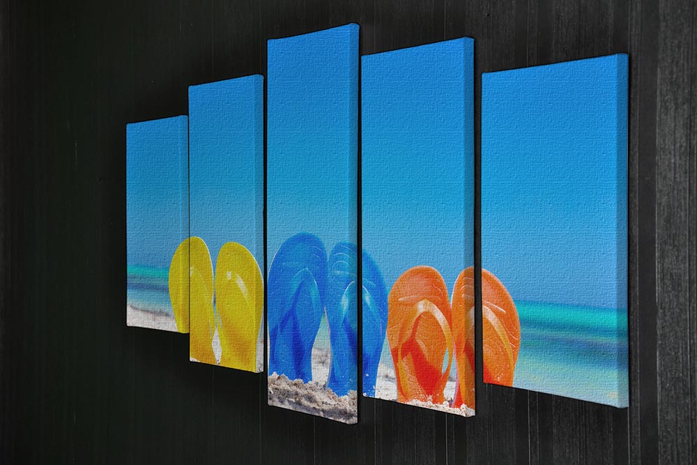 Colorful beach flip flops 5 Split Panel Canvas - Canvas Art Rocks - 2