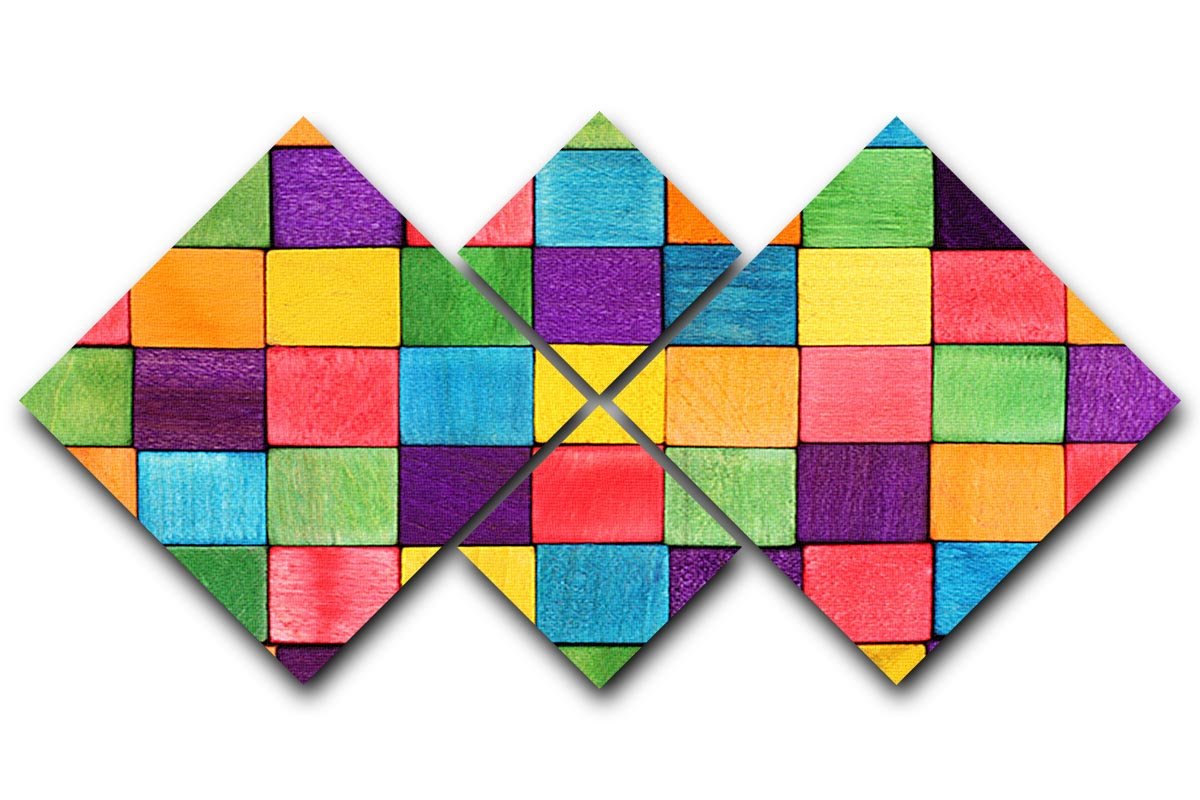 Colorful blocks 4 Square Multi Panel Canvas  - Canvas Art Rocks - 1
