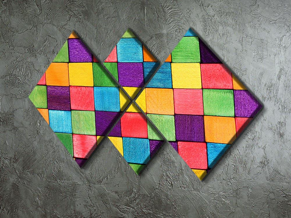 Colorful blocks 4 Square Multi Panel Canvas  - Canvas Art Rocks - 2