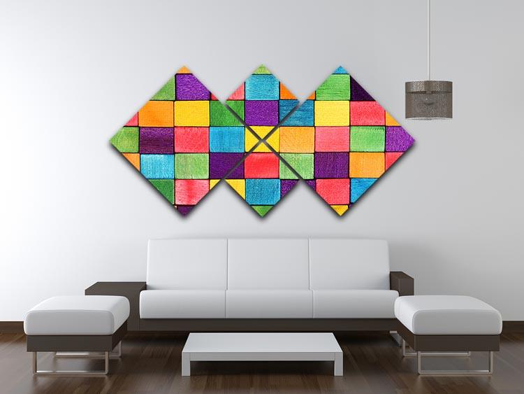 Colorful blocks 4 Square Multi Panel Canvas  - Canvas Art Rocks - 3