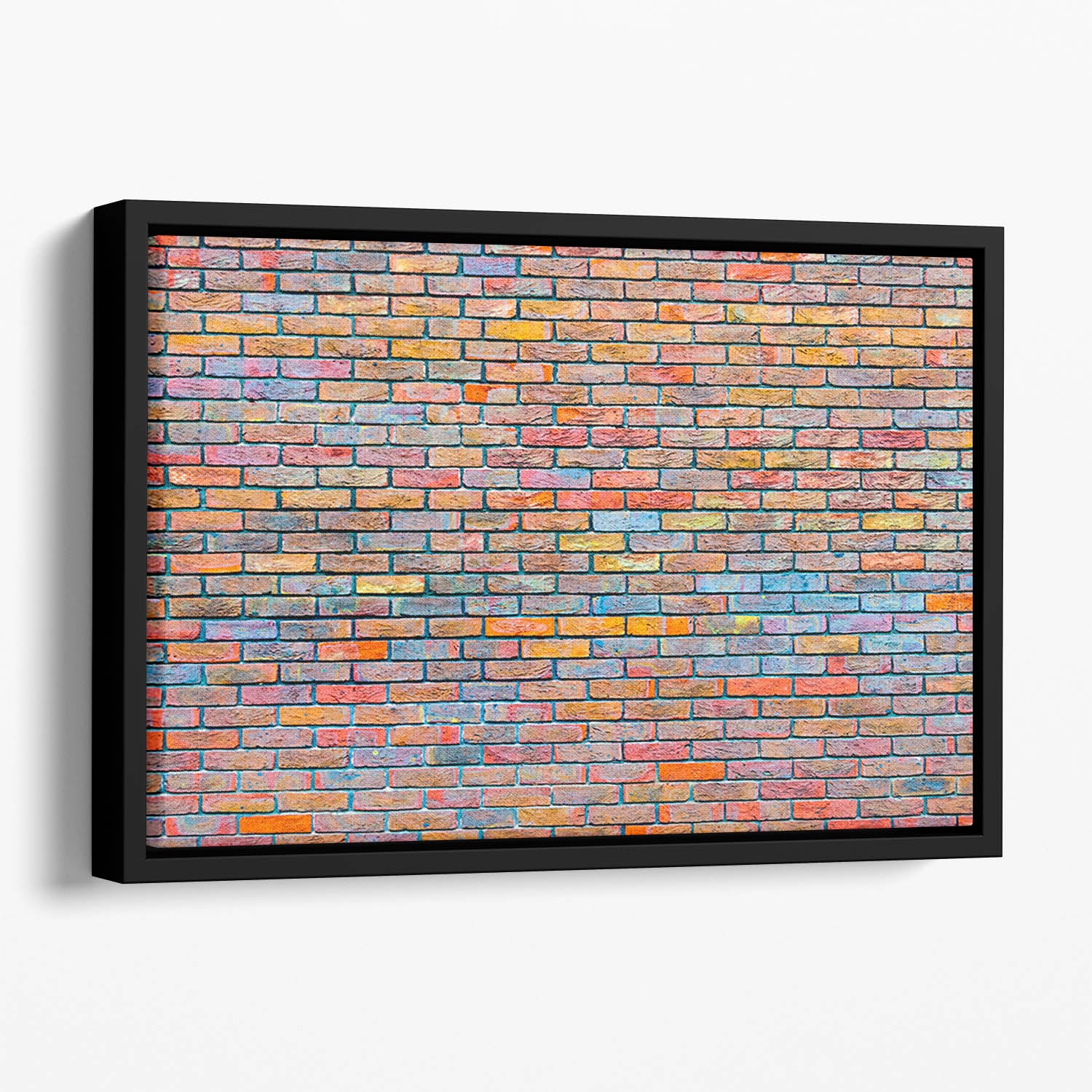 Colorful brick wall texture Floating Framed Canvas