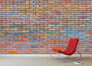 Colorful brick wall texture Wall Mural Wallpaper - Canvas Art Rocks - 2