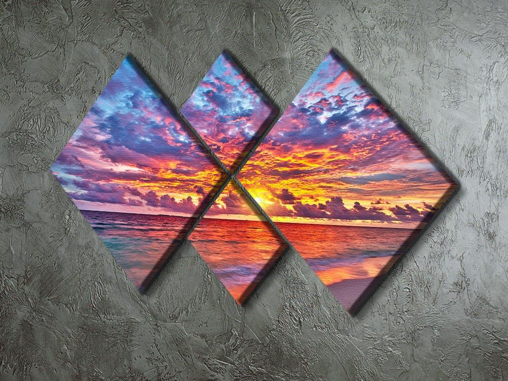Colorful sunset over ocean on Maldives 4 Square Multi Panel Canvas  - Canvas Art Rocks - 2