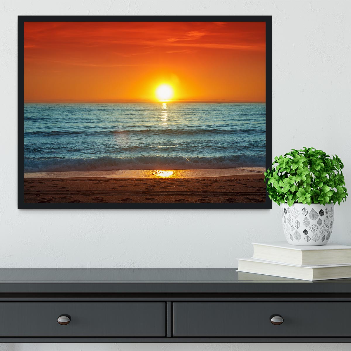 Colorful sunset over the sea Framed Print - Canvas Art Rocks - 2