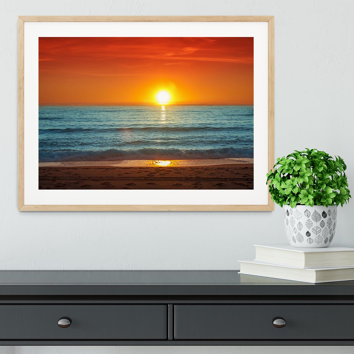 Colorful sunset over the sea Framed Print - Canvas Art Rocks - 3