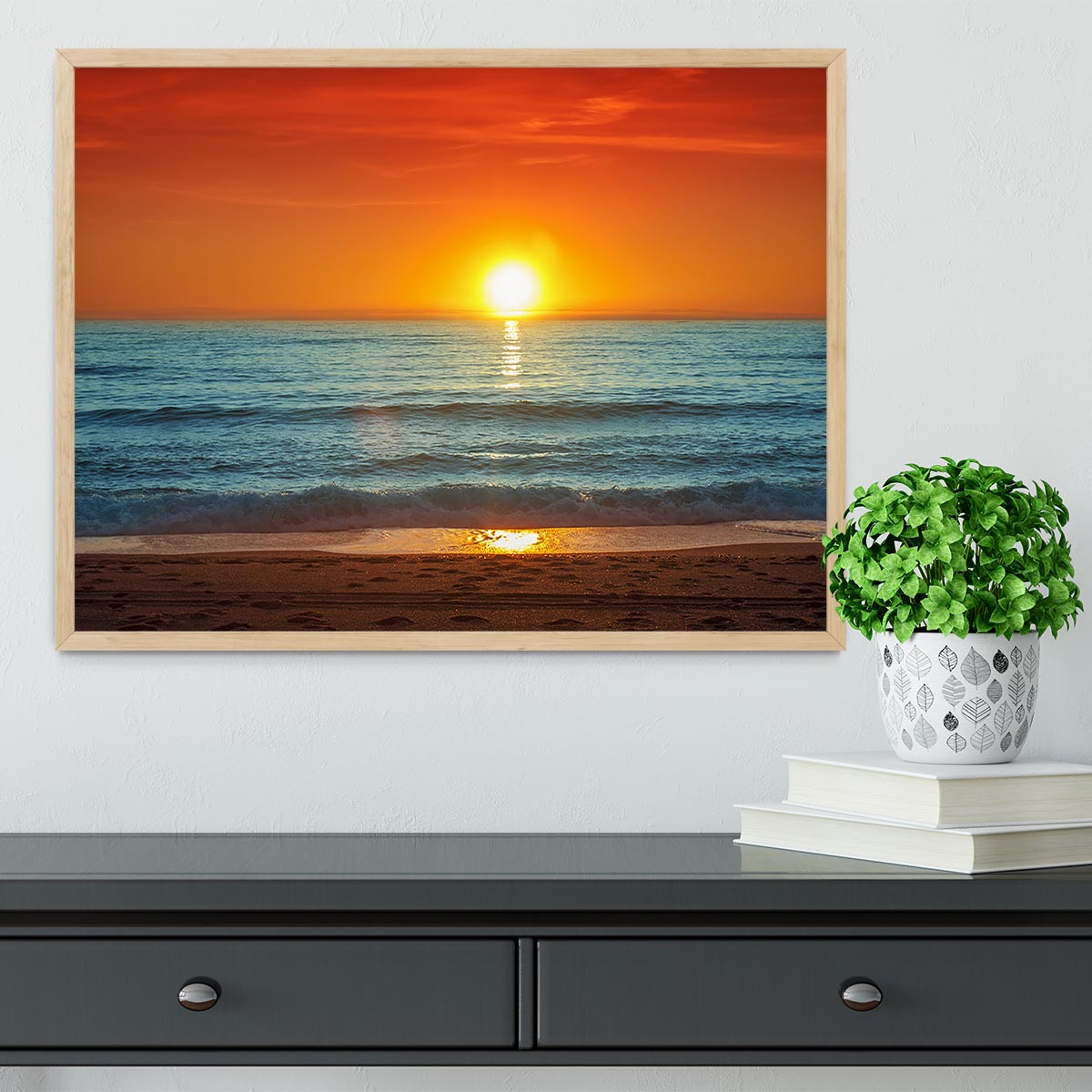 Colorful sunset over the sea Framed Print - Canvas Art Rocks - 4