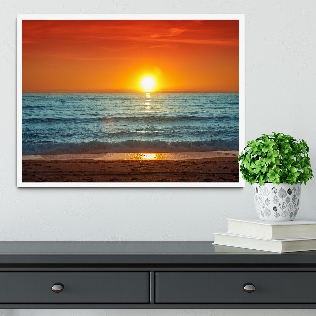 Colorful sunset over the sea Framed Print - Canvas Art Rocks -6