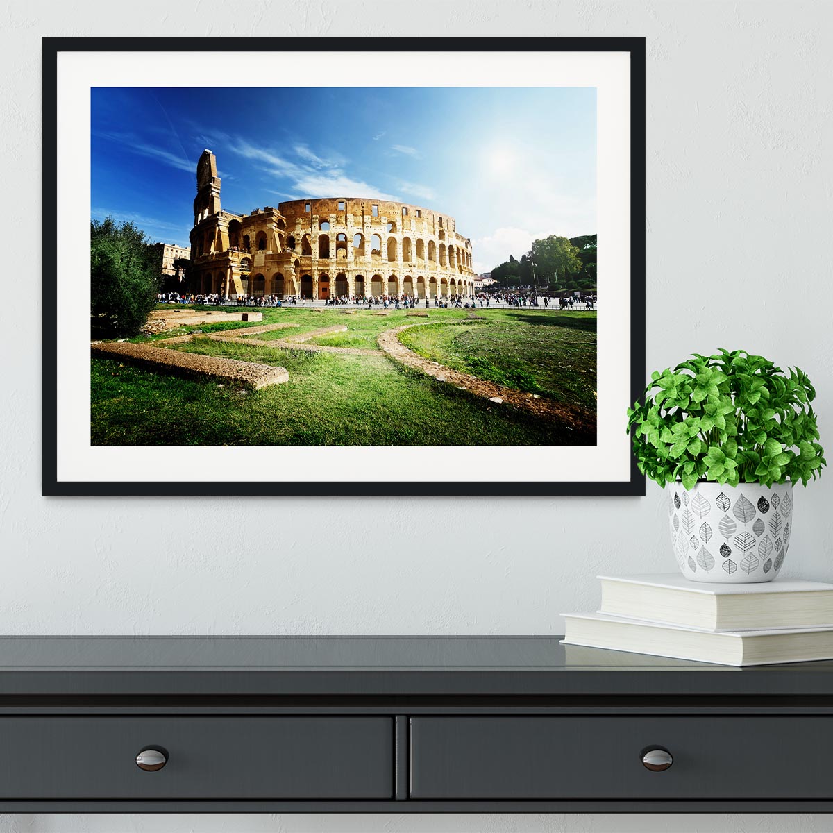 Colosseum Sunny Day in Rome Framed Print - Canvas Art Rocks - 1