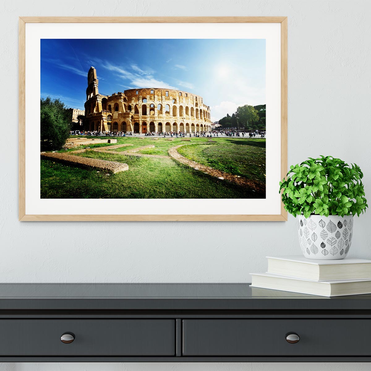 Colosseum Sunny Day in Rome Framed Print - Canvas Art Rocks - 3