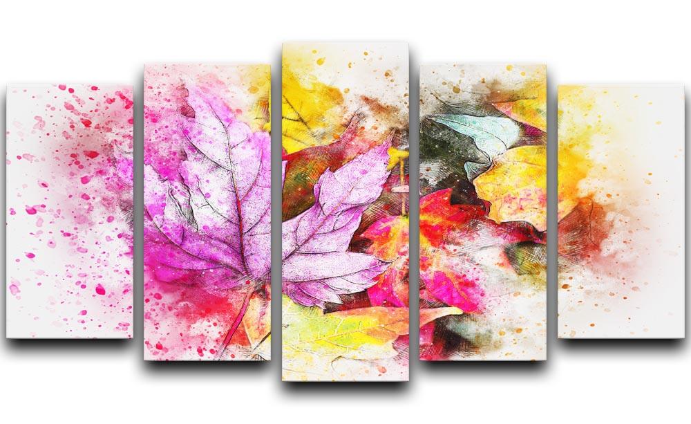Coloured Leaves 5 Split Panel Canvas  - Canvas Art Rocks - 1