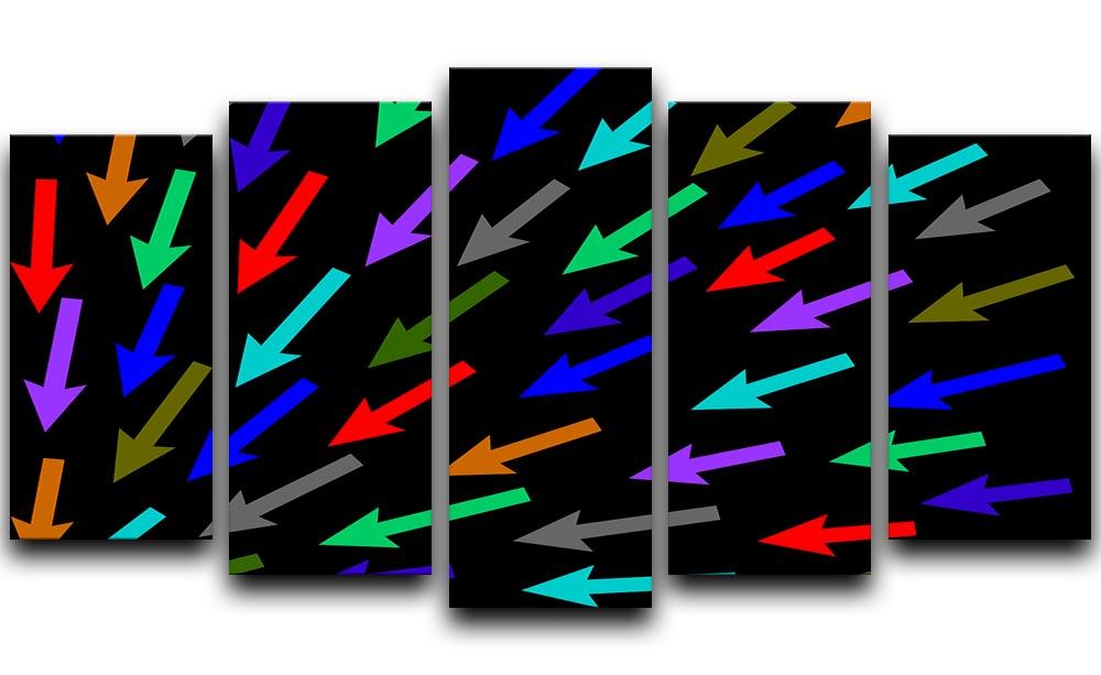 Colourful Arrows - Black 5 Split Panel Canvas  - Canvas Art Rocks - 1