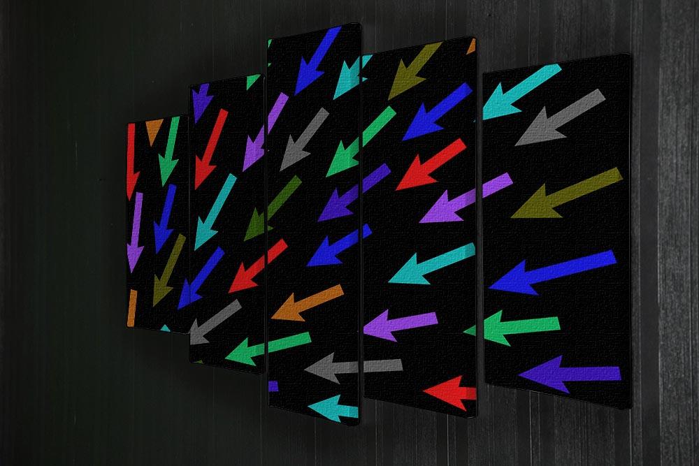 Colourful Arrows - Black 5 Split Panel Canvas - Canvas Art Rocks - 2