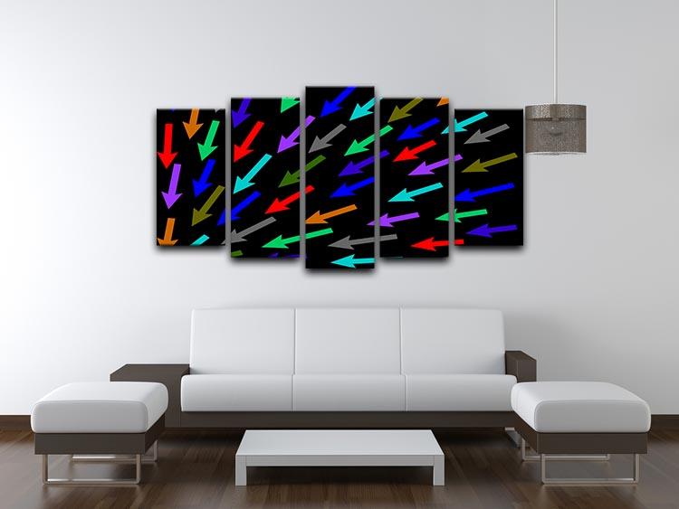Colourful Arrows - Black 5 Split Panel Canvas - Canvas Art Rocks - 3