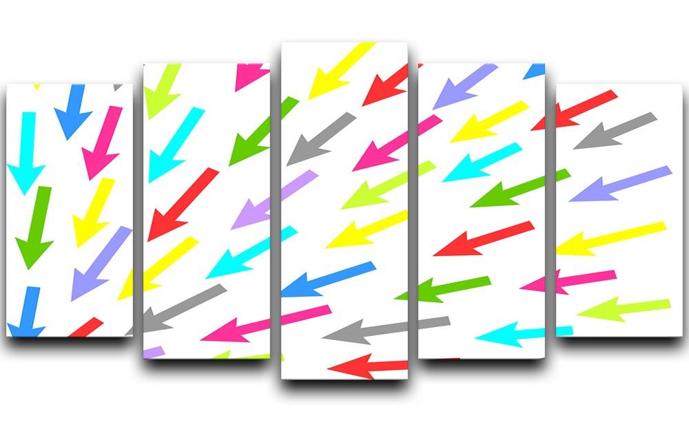 Colourful Arrows - White 5 Split Panel Canvas  - Canvas Art Rocks - 1