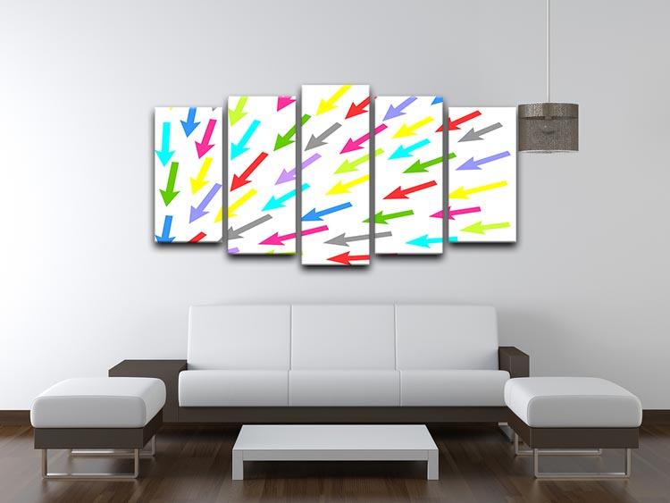 Colourful Arrows - White 5 Split Panel Canvas - Canvas Art Rocks - 3