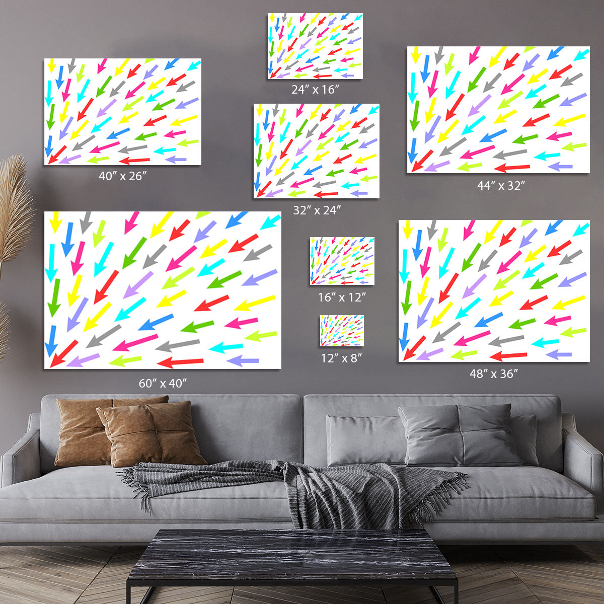 Colourful Arrows - White Canvas Print or Poster - Canvas Art Rocks - 7