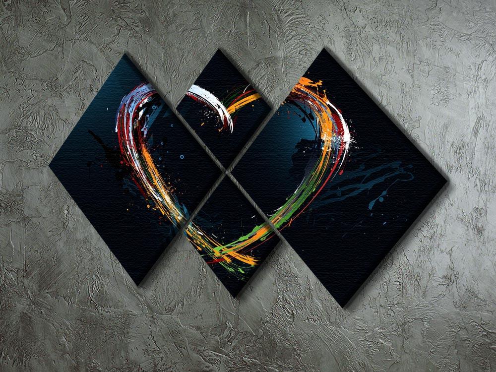 Colourful Love Heart 4 Square Multi Panel Canvas - Canvas Art Rocks - 2