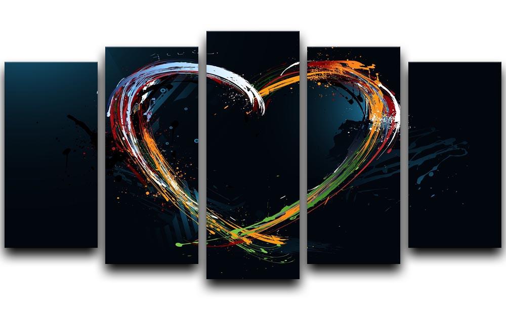 Colourful Love Heart 5 Split Panel Canvas  - Canvas Art Rocks - 1