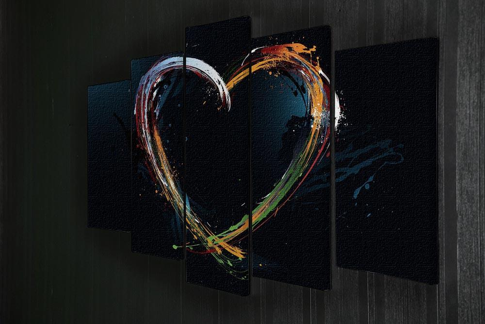 Colourful Love Heart 5 Split Panel Canvas - Canvas Art Rocks - 2