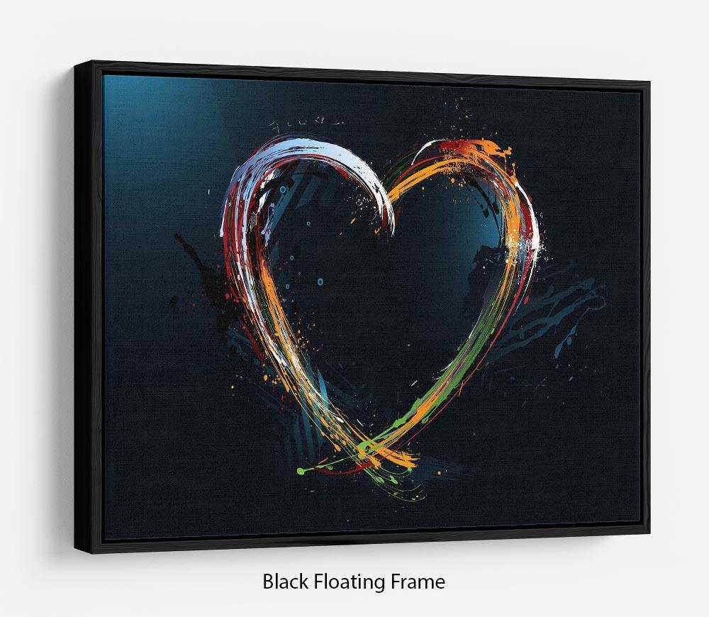 Colourful Love Heart Floating Frame Canvas