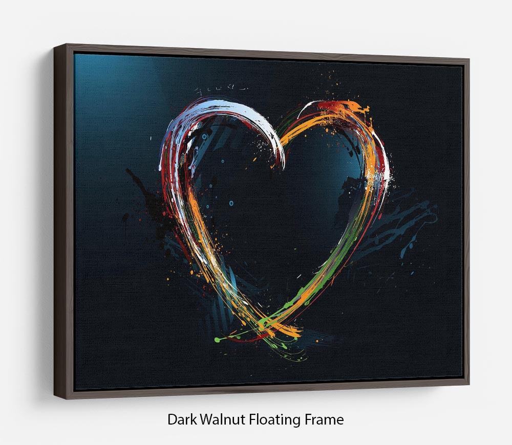 Colourful Love Heart Floating Frame Canvas